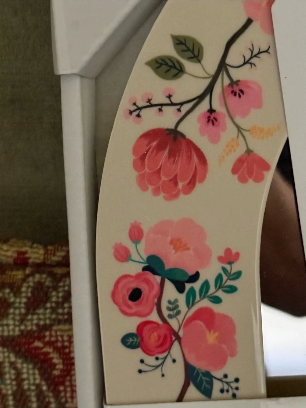 Sapna Shah Floral Pink, Coral & Cream Flowered Arched Accent Mirror 12”x16”